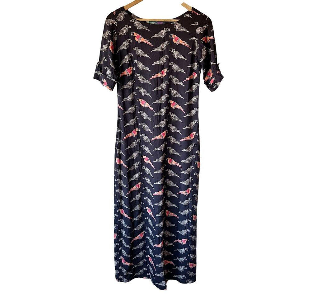 Bombay Paisley Bird Printed Maxi Dress Boho sz XS